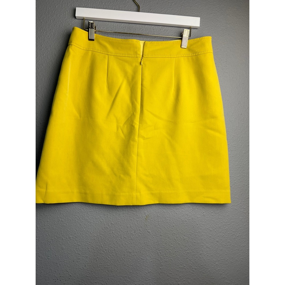 LOFT Womens Yellow A-Line Mini Skirt Faux Flap Pockets Size 8 Preppy Sunshine